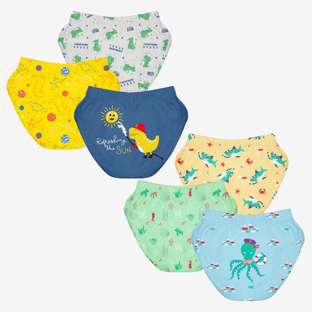 Choose Print and Size for Unisex Toddler Briefs - Pack of 6