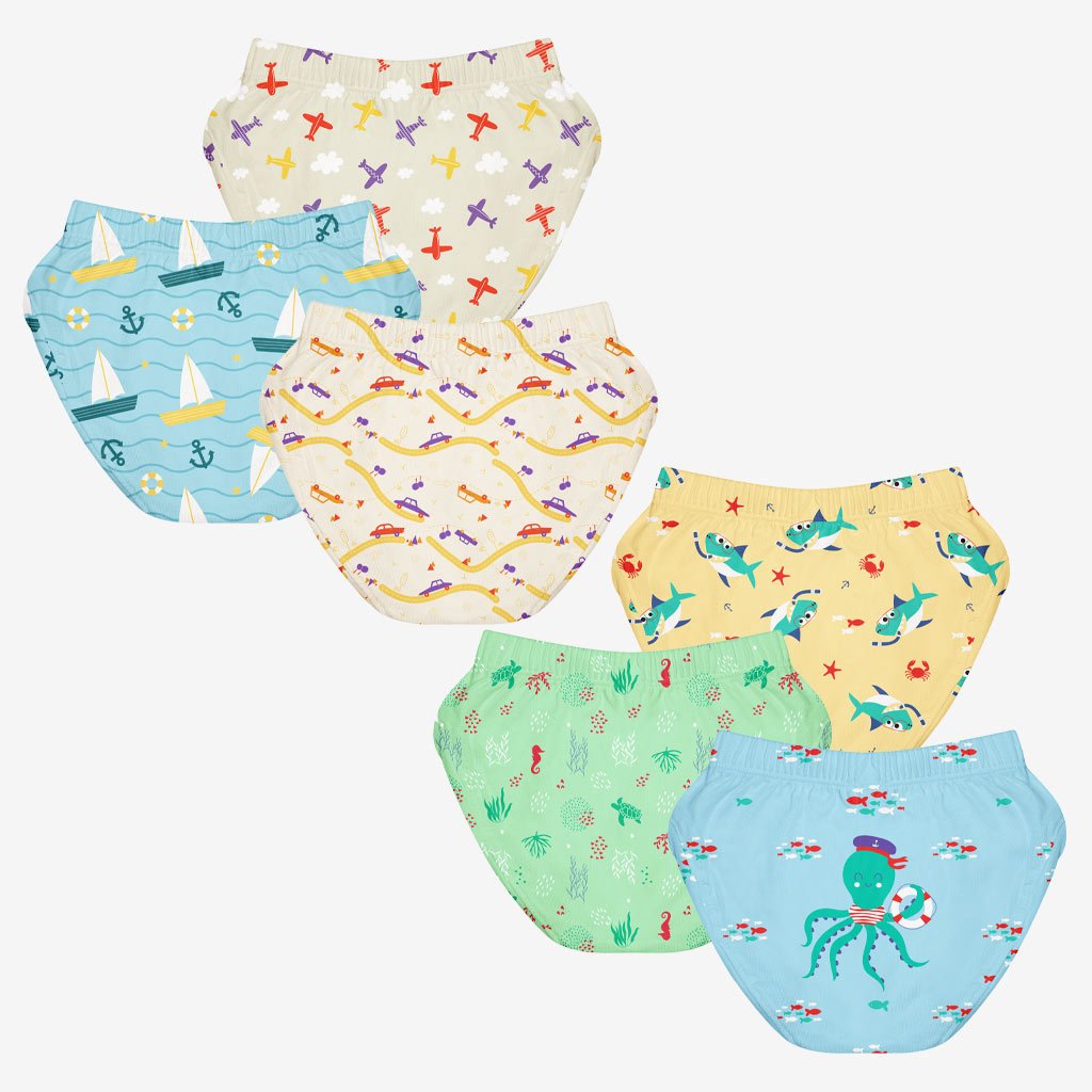 Choose Print and Size for Unisex Toddler Briefs - Pack of 6