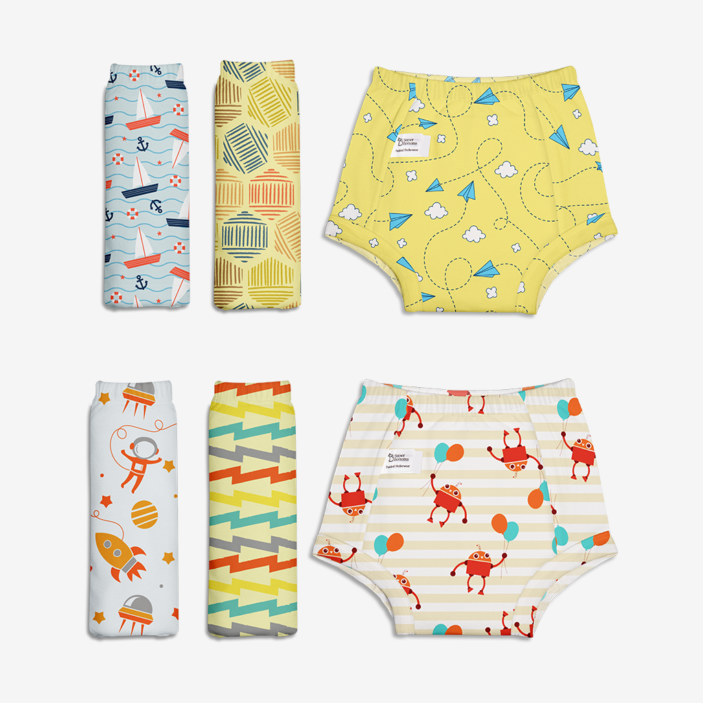 Choose Size and Print for 6 Padded Underwear