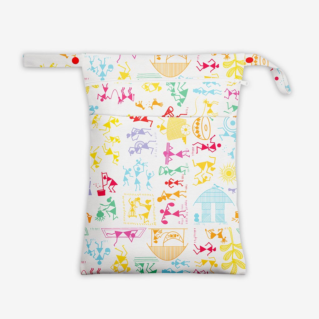 Waterproof Cloth Bag -White Warli 