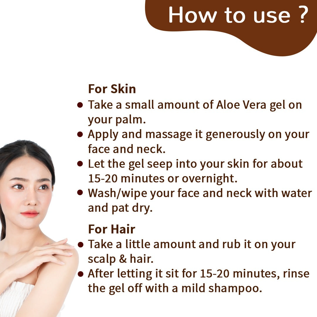 Organic Aloe Vera Pure Gel For Face and Hair, With Vitamin E, 200 GM