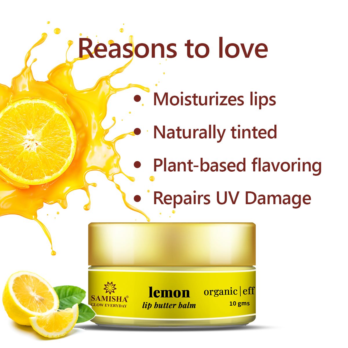 Lemon Enriched Organic Lip Balm For Chapped Lips - 10gms