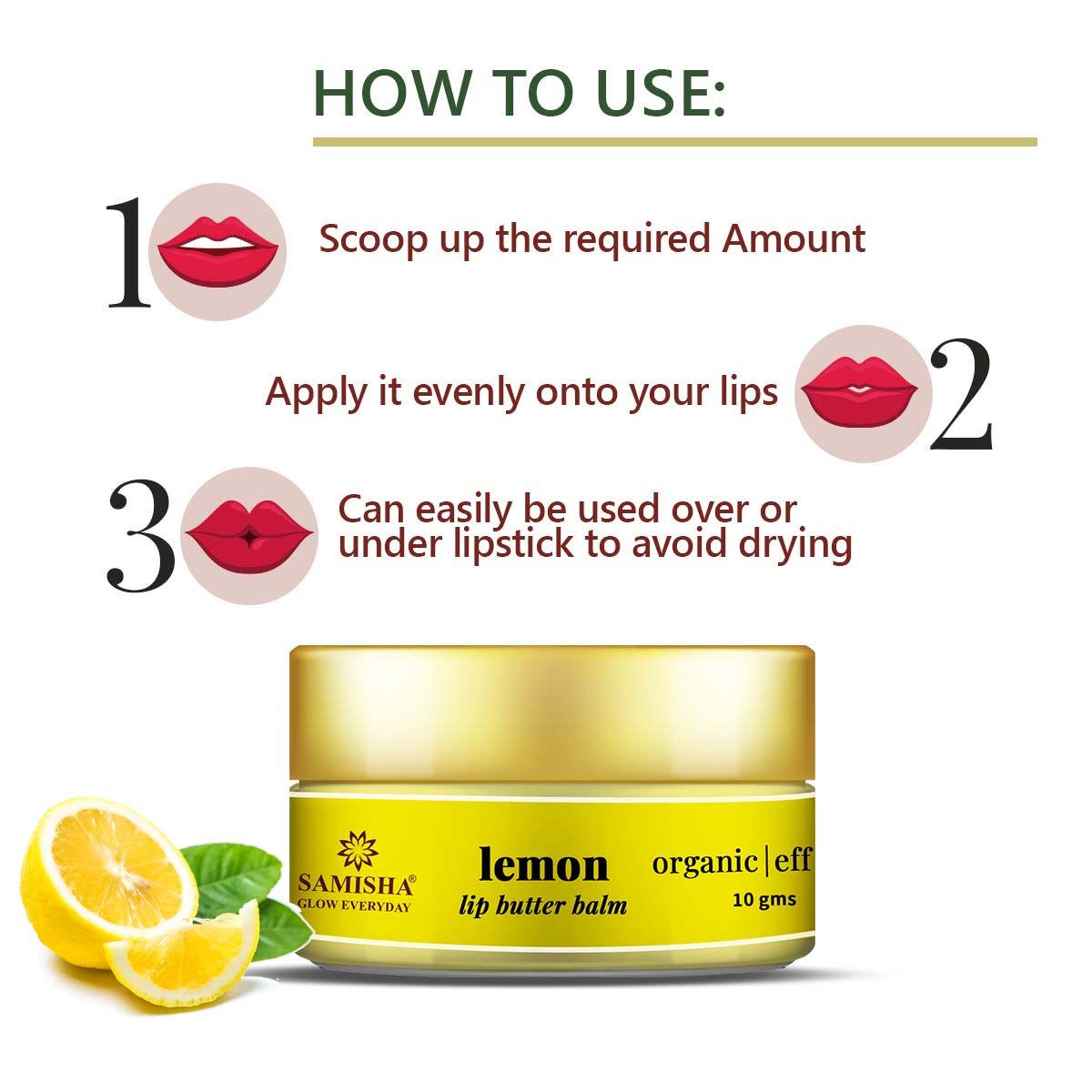 Lemon Enriched Organic Lip Balm For Chapped Lips - 10gms