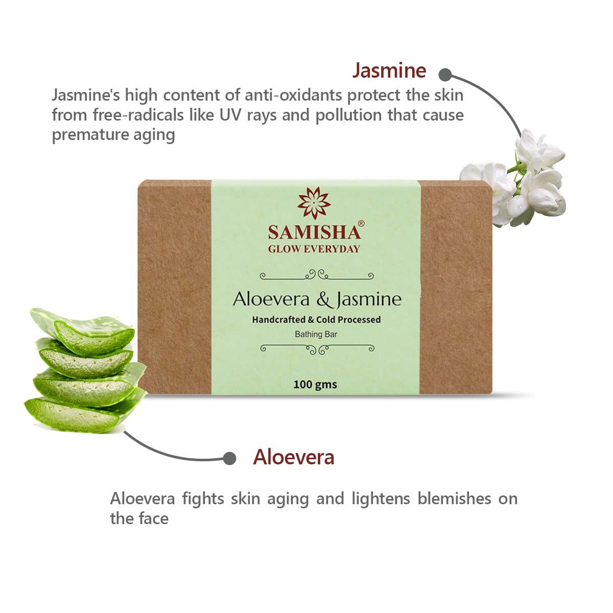 Organic Aloevera & Jasmine Anti-Blemish Bath Bar - 100gm