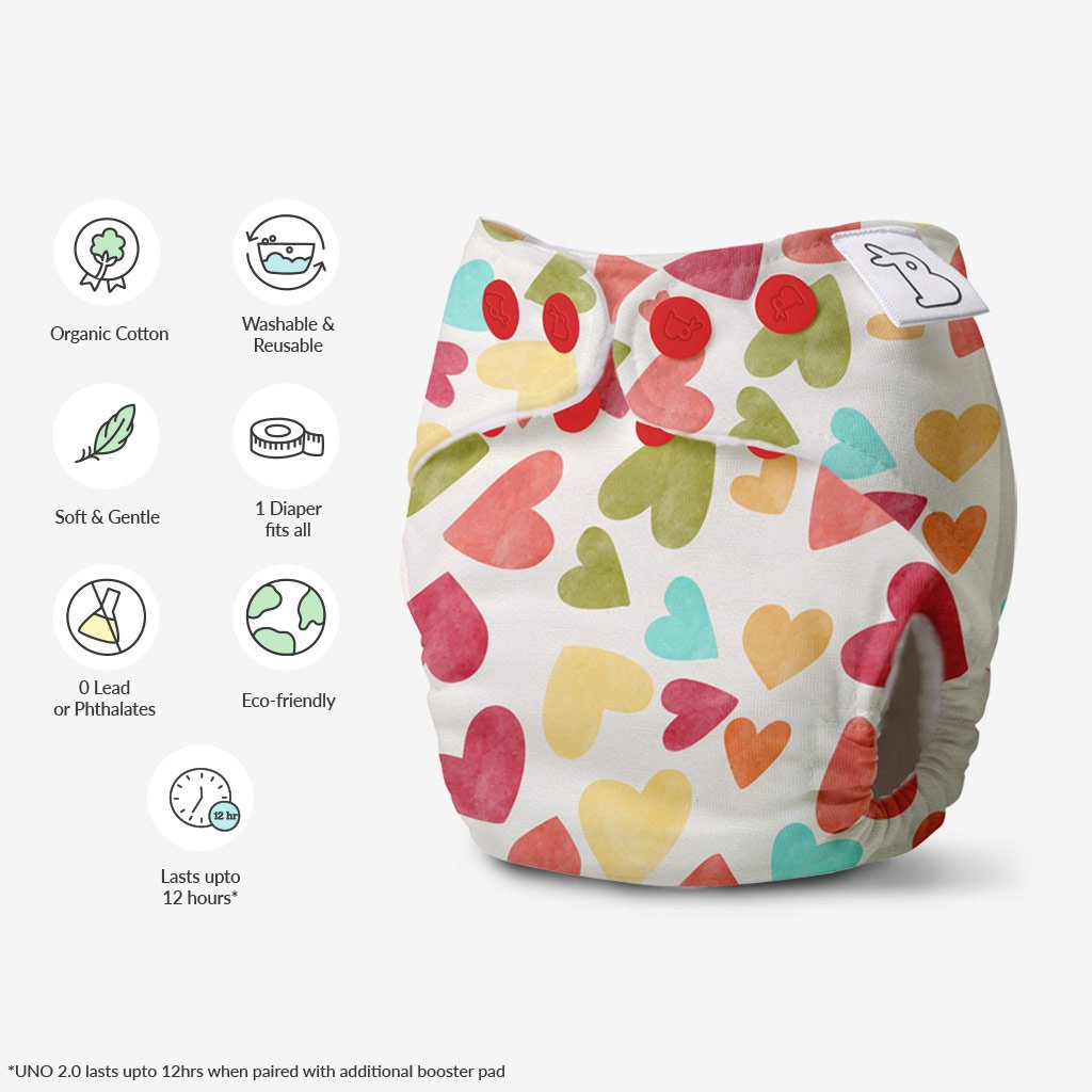 Baby Hearts - Freesize UNO | Modern cloth diapers for toddlers | SuperBottoms | Emusa Sustainable 