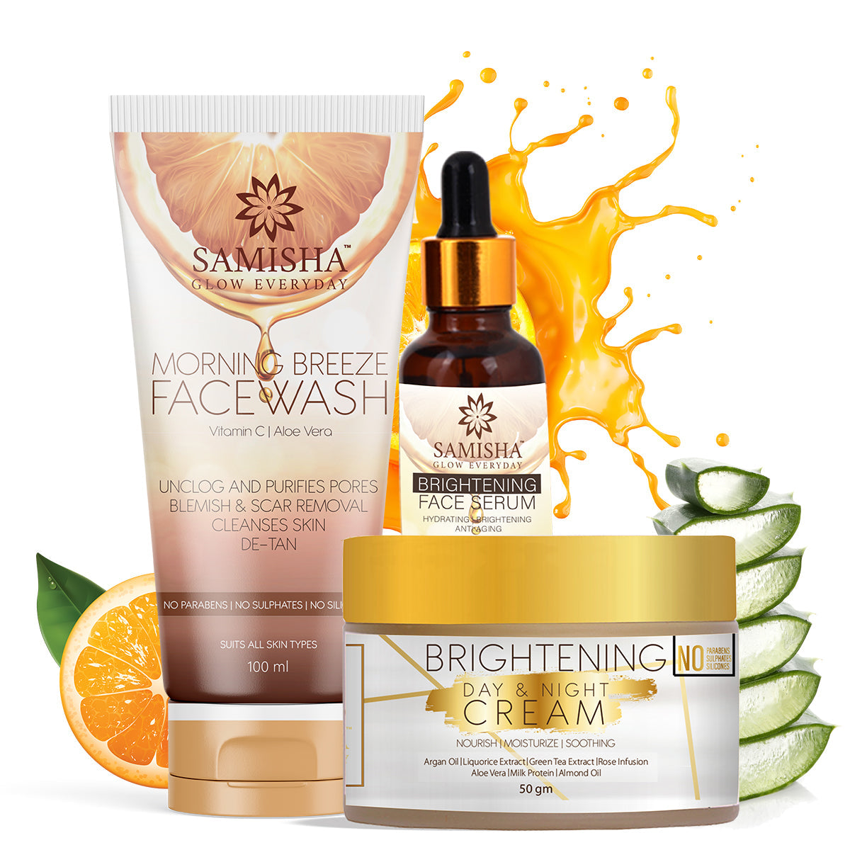 Ultimate Skin Brightening Set (Facewash, Vitamin C Serum, Day night Cream) - For Dry/Normal Skin