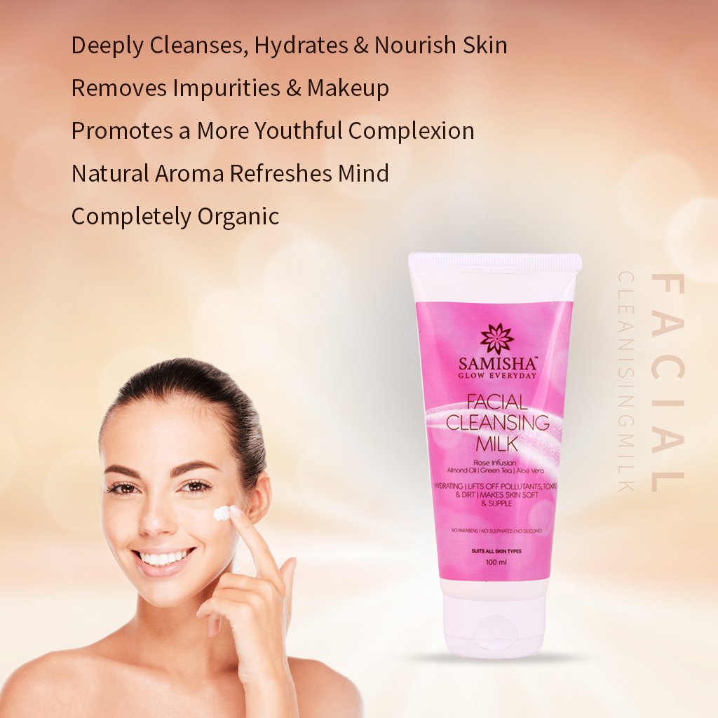 Samisha Organic Facial Tonic Mist, Cleansing Milk and Vitamin C Facewash Combo Pack