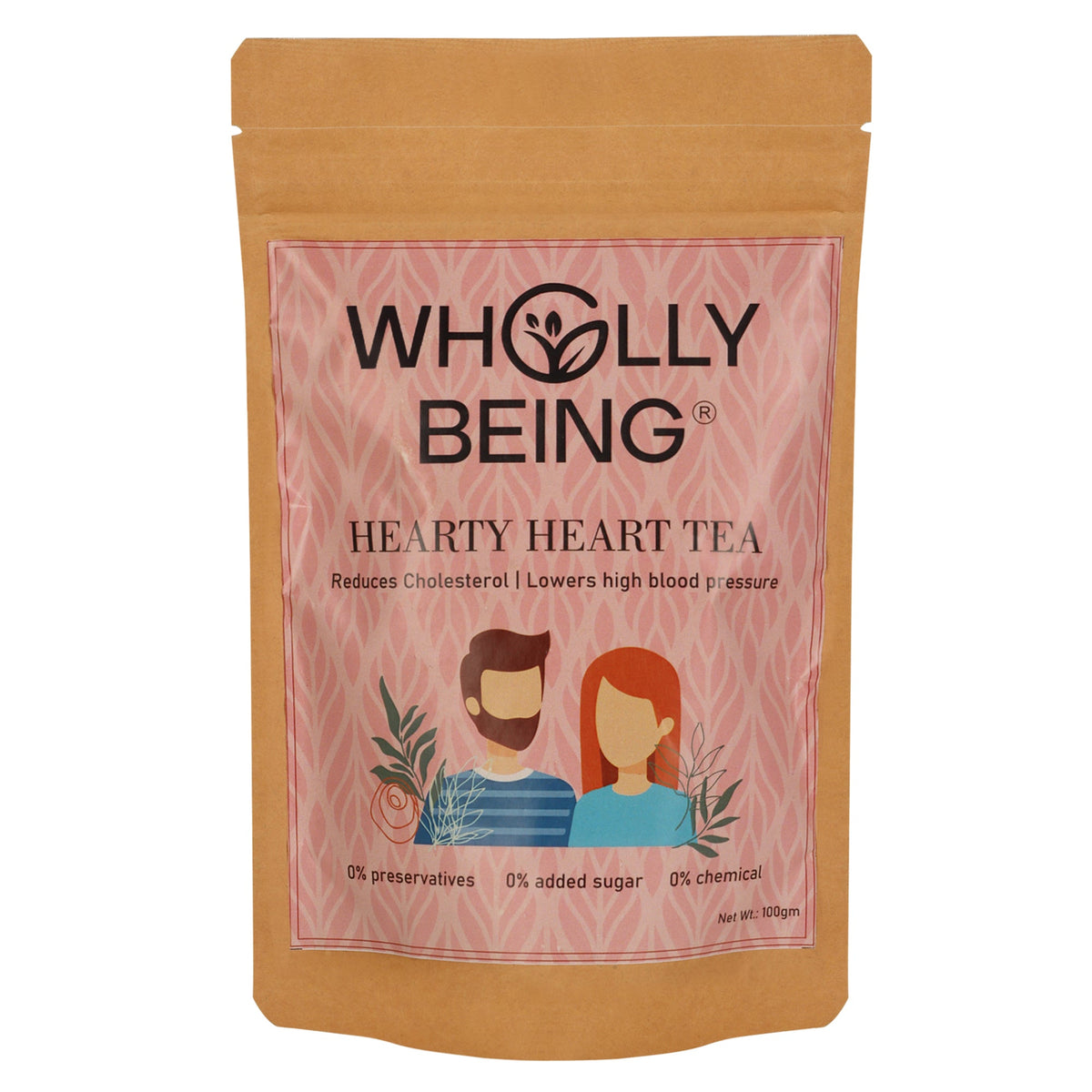 Wholly Being Hearty Heart Tea for cholestrol reduction & lowering high blood pressure with Arjun bark, Ashwagandha, Tulsi, Cinnamon etc.(100 grams)