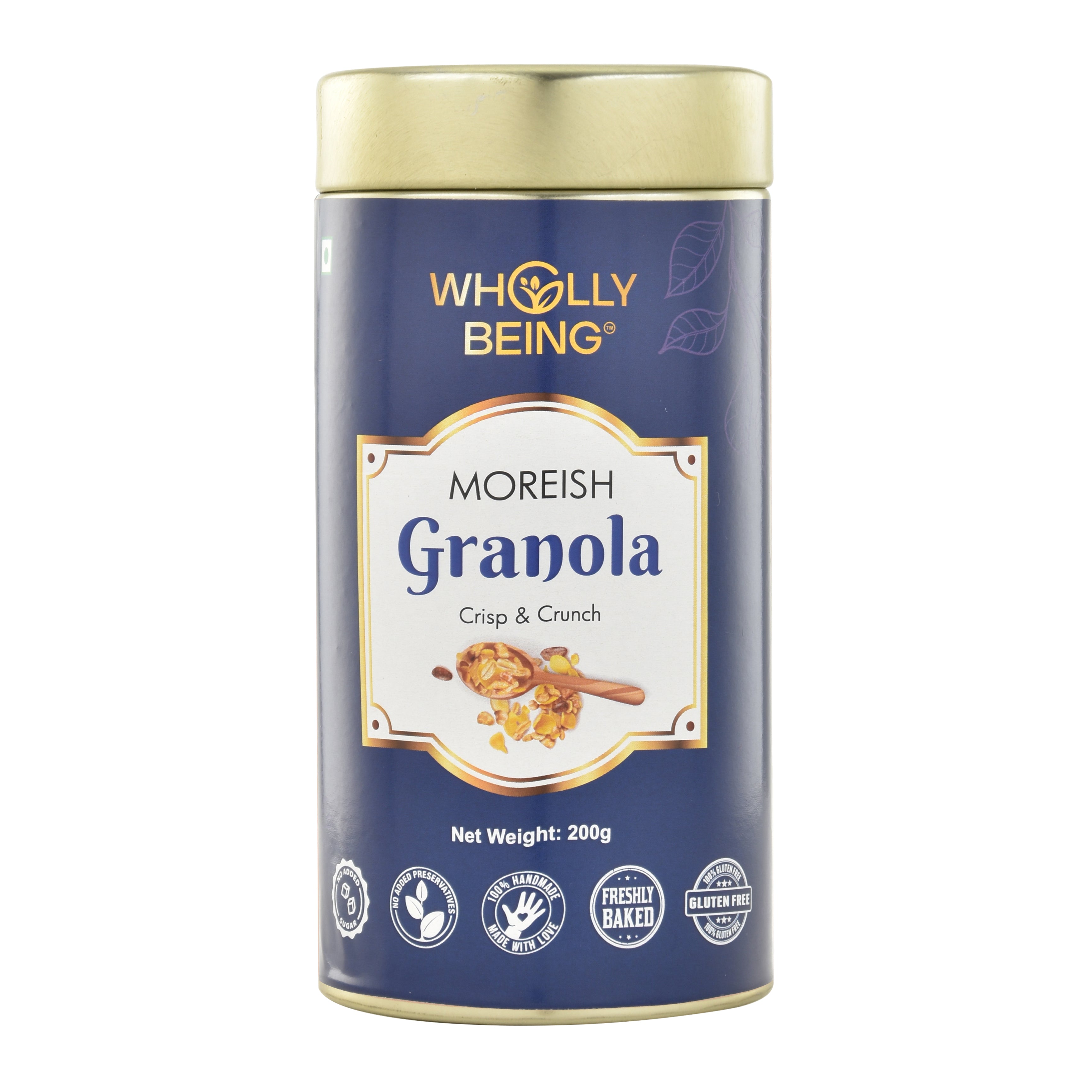 Wholly Being Moreish Granola Crisp & Crunch 180 grams with Oats, Corn Flakes, Nuts, Seeds & Berries