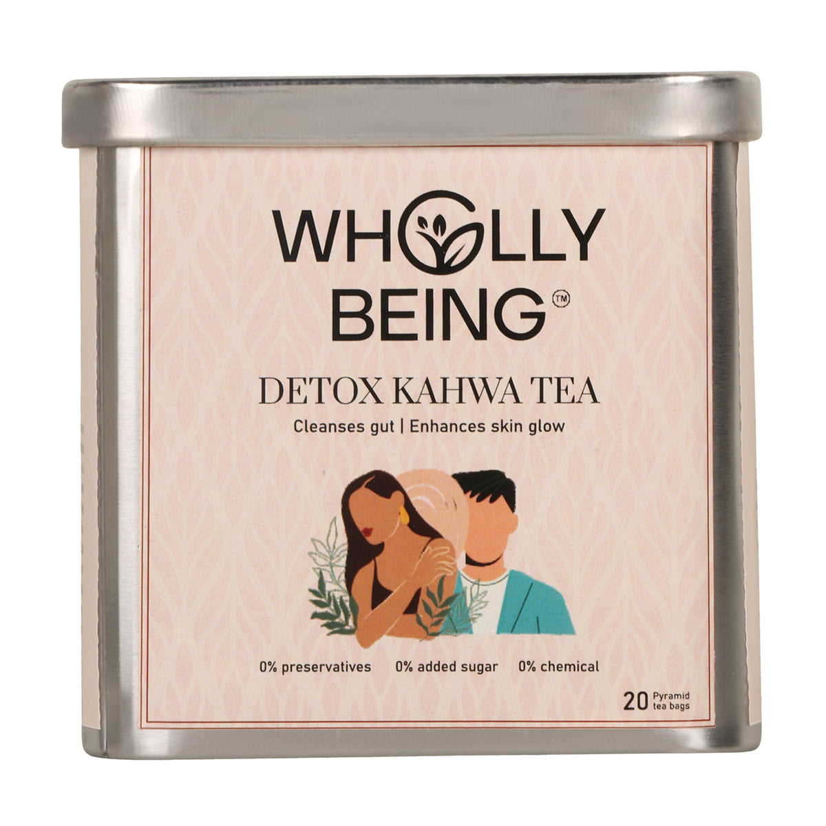 Wholly Being Detox Kahwa Tea for skin glow and gut detox with nutmeg, sea buckthorn, rose petals, orange peels(20 tea bags)