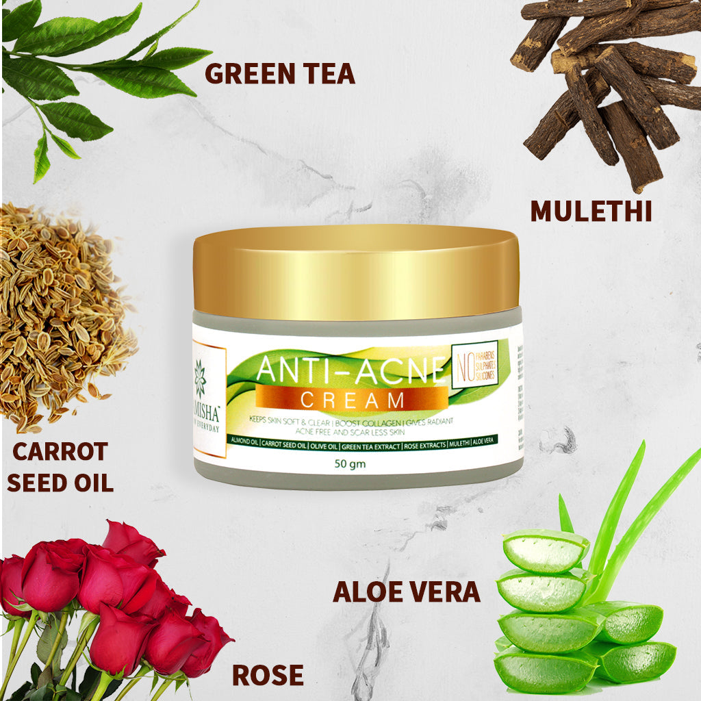 Anti Acne Scar Removal Face Cream For Oily Skin With Carrot Seed, Aloevera, Green Tea, 50 GM