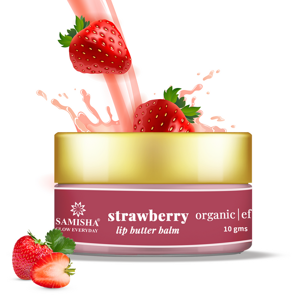 Strawberry Enriched Organic Lip Balm For Chapped Lips - 10gms