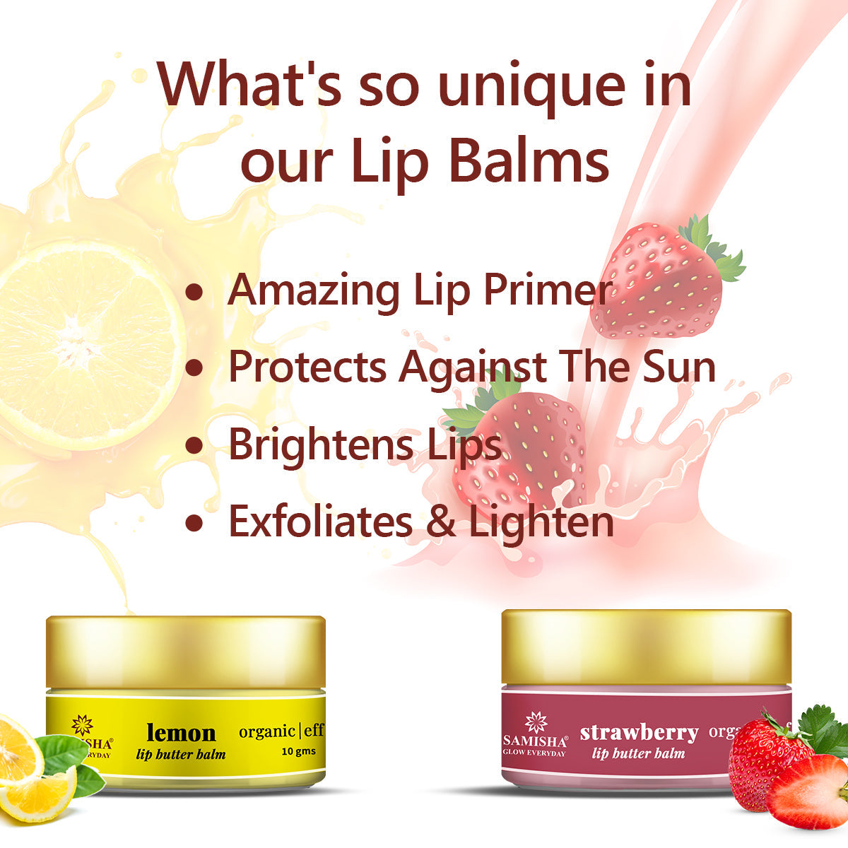 Strawberry Enriched Organic Lip Balm For Chapped Lips - 10gms