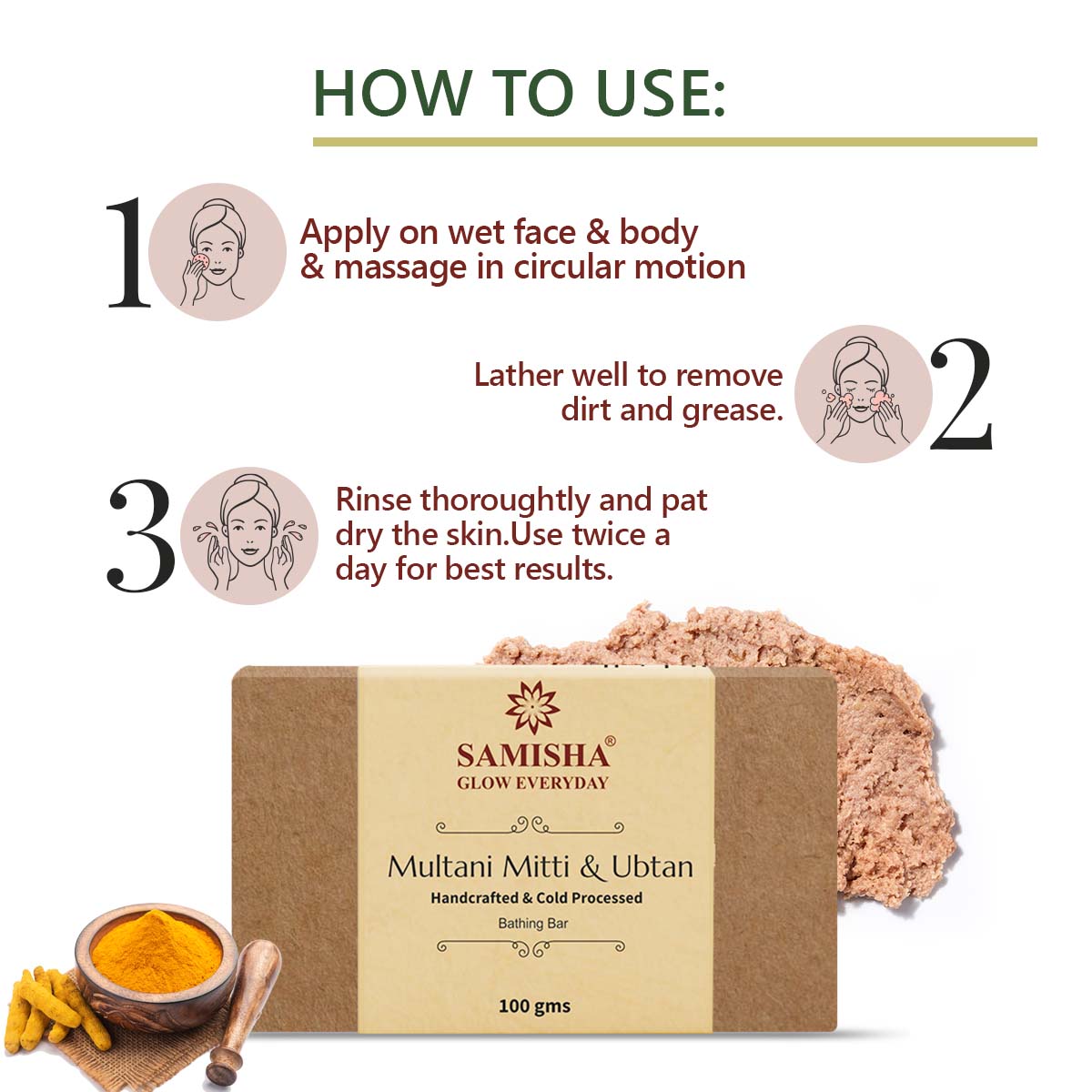 Organic Multani Mitti & Ubtan Skin Rejuvenating  Bath Bar - 100gm