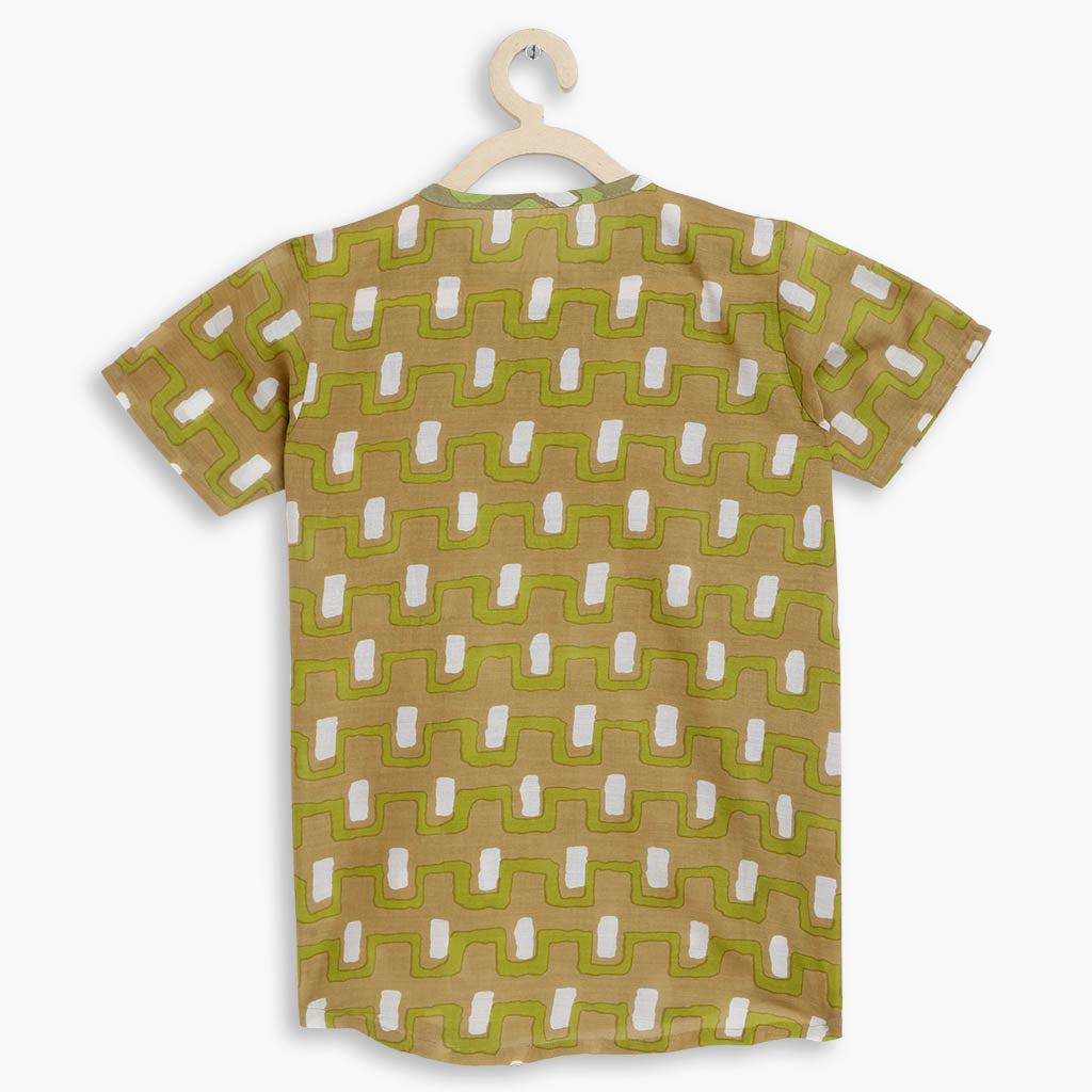 Short Sleeve Kurta - Olive Garden