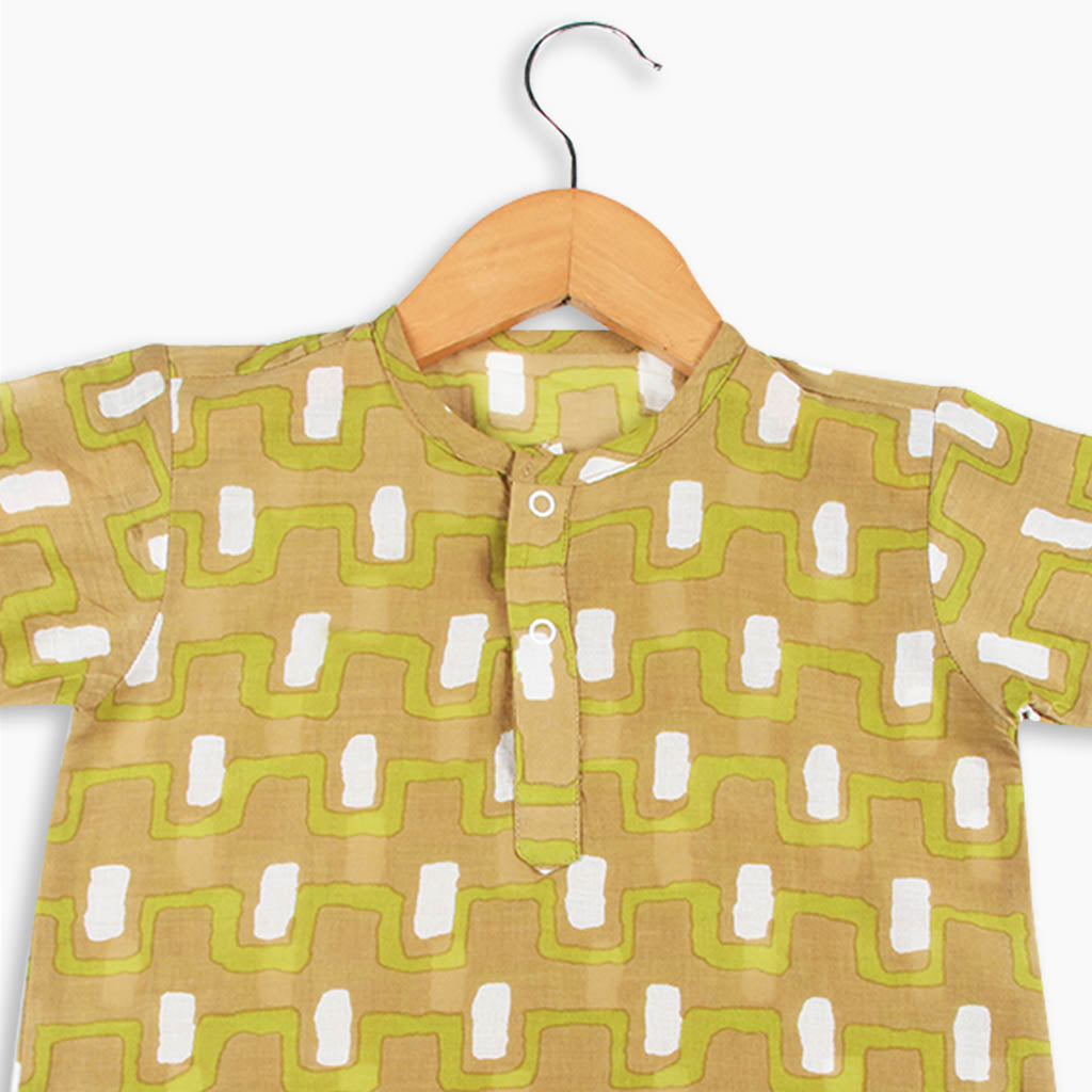 Short Sleeve Kurta - Olive Garden