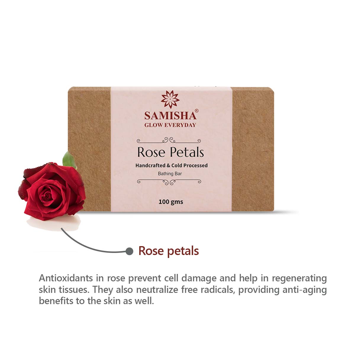 Organic Rose Petals Anti Aging Bath Bar - 100gm