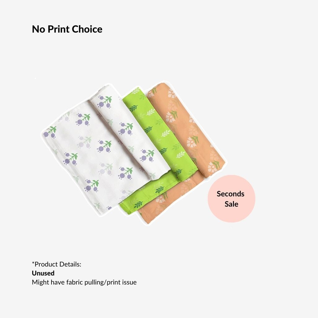 Pack of 3 Swaddles with Fabric Defects - No Print Choice
