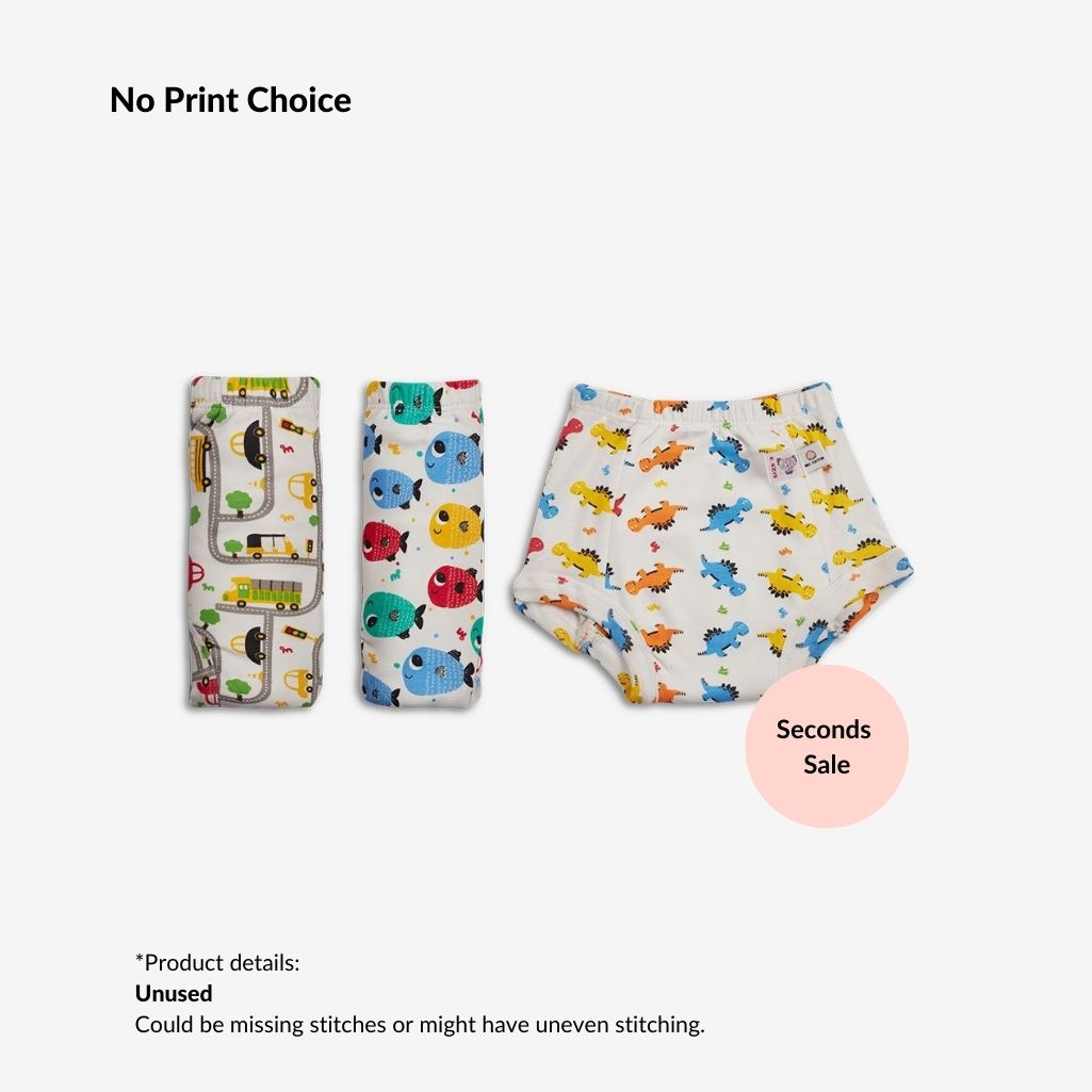 Pack of 3 Padded Underwear with loose/incorrect stitching (No print choice)