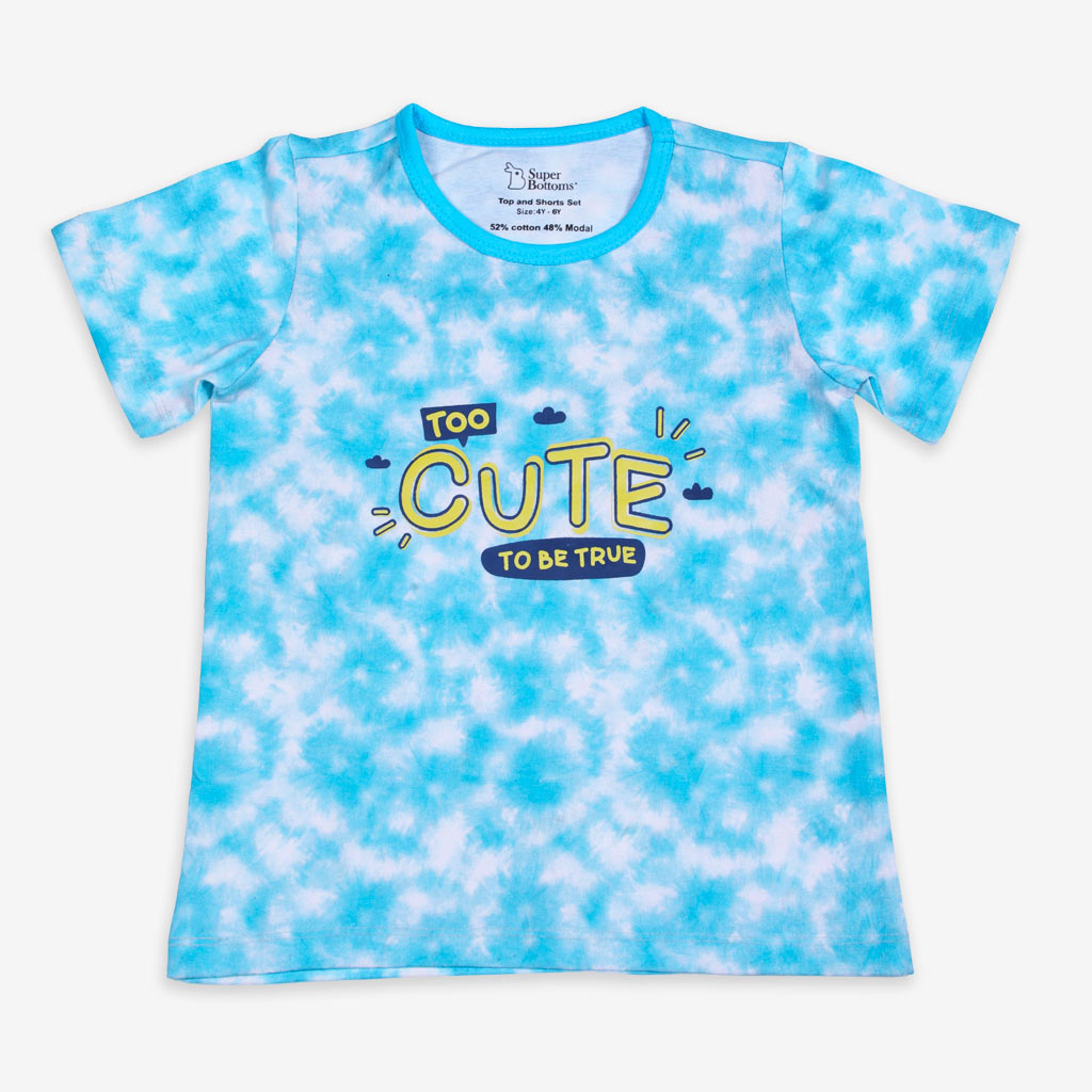 Short Sleeve Top & Shorts Set - Tie-Dye Blue