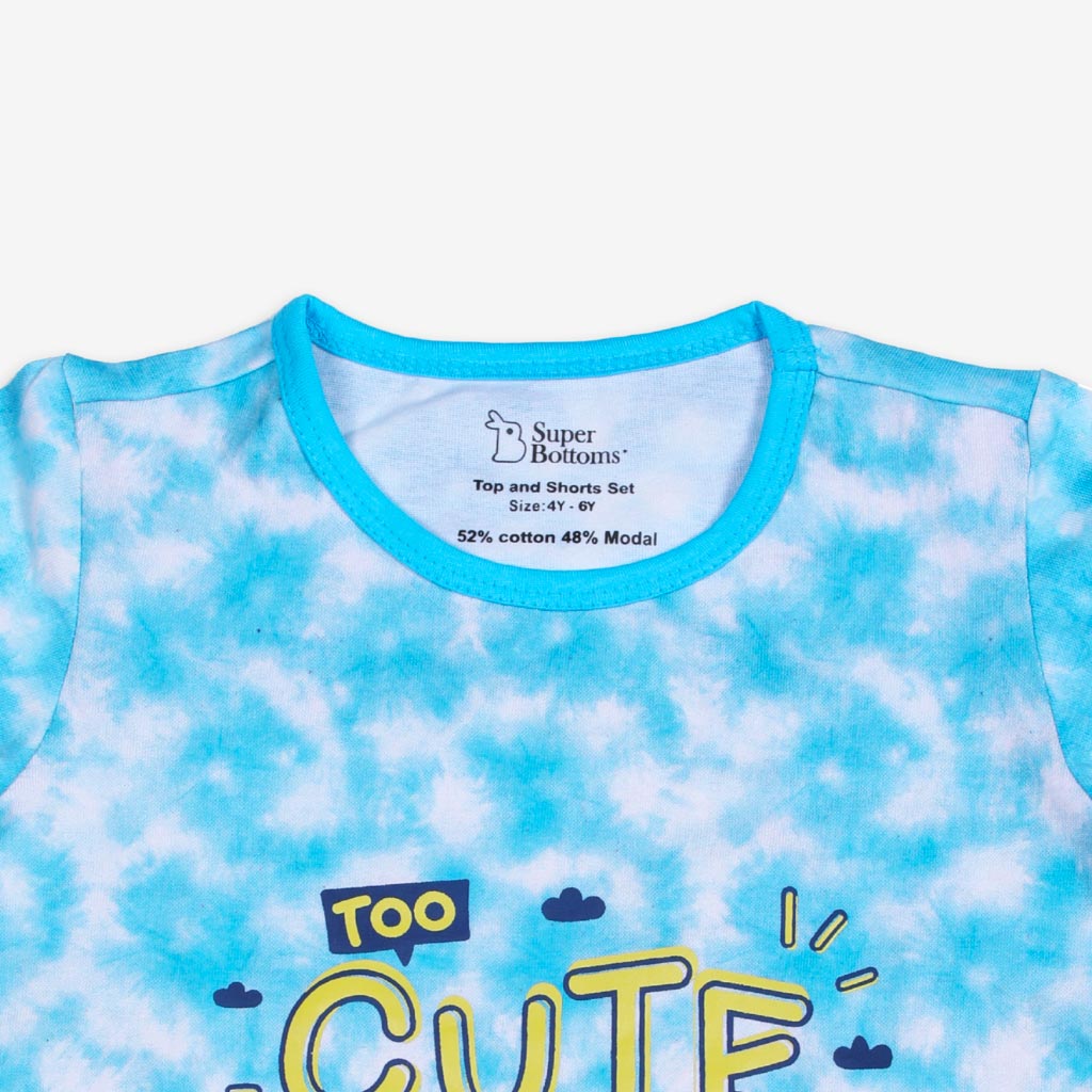 Short Sleeve Top & Shorts Set - Tie-Dye Blue
