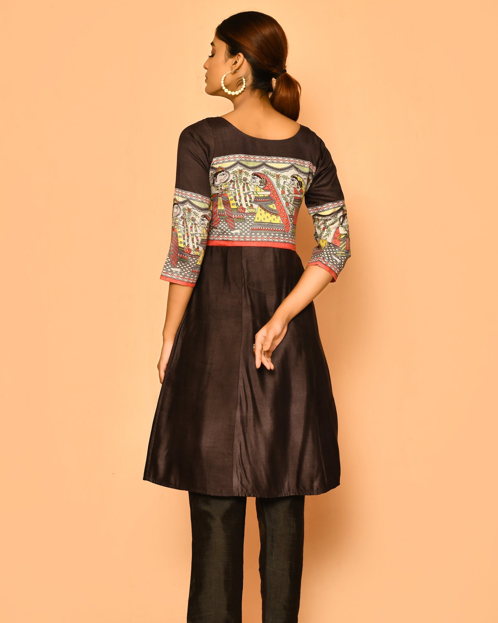 Diti handloom madhubani cotton silk kuta set
