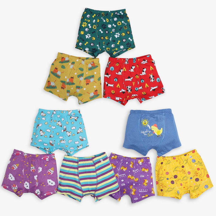 Pack of 9 - Young Boy Trunks - Paws Only - Finding Dino 2.0 - Unicorn Dreams