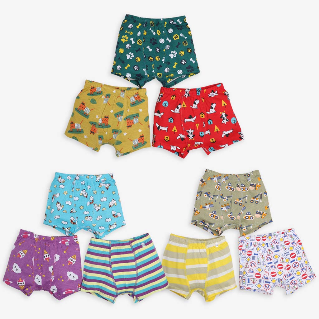 Young Boy Trunks -9 Pack (Paws Only - Navigator - Unicorn Dreams)