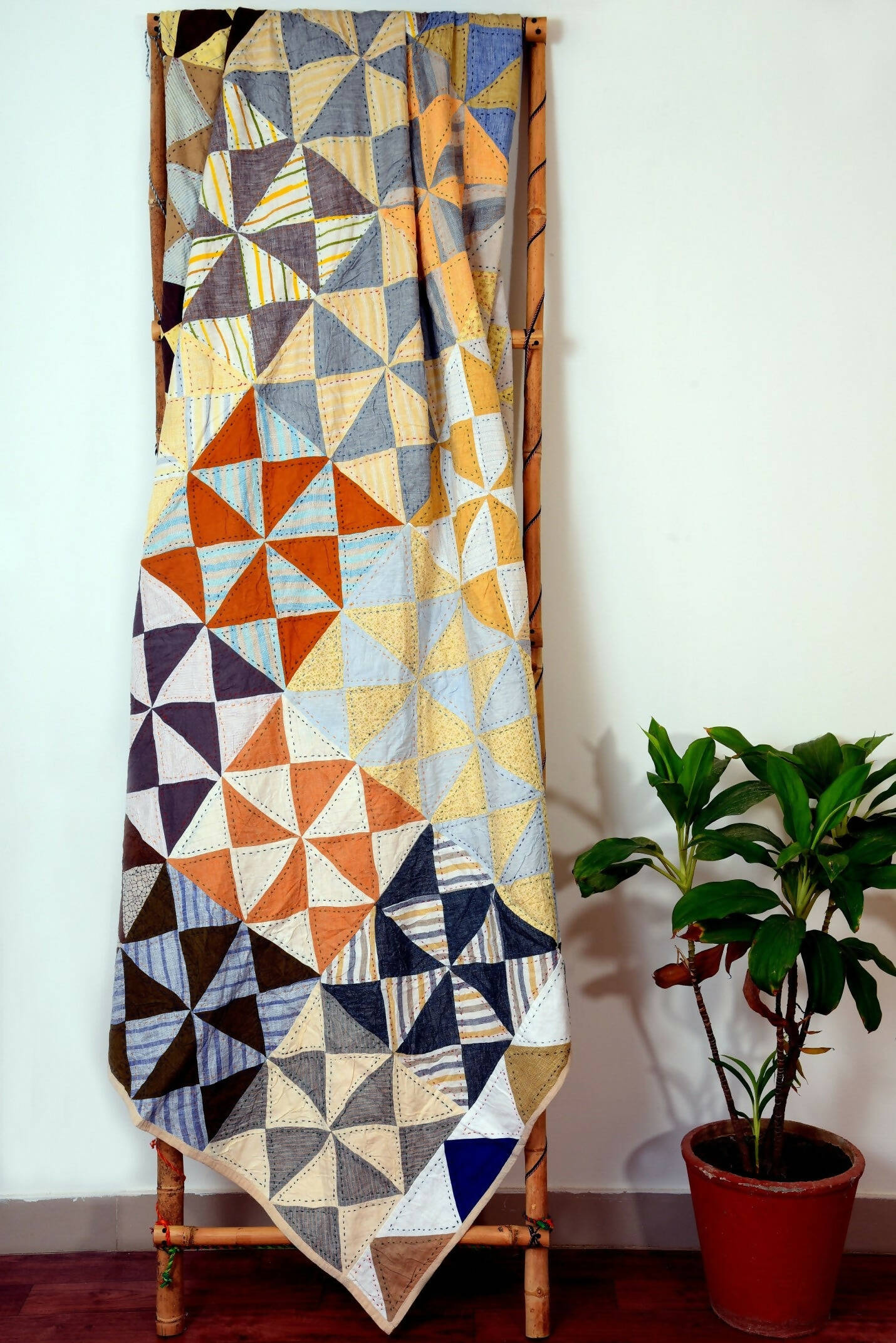 Linen Kantha Quilt 90x108 inch/ King size quilt /Patchwork quilt/Linen ethnic quilt/Linen throw Gudri ,Rally, Bedspread ,Blanket ,Coverlet