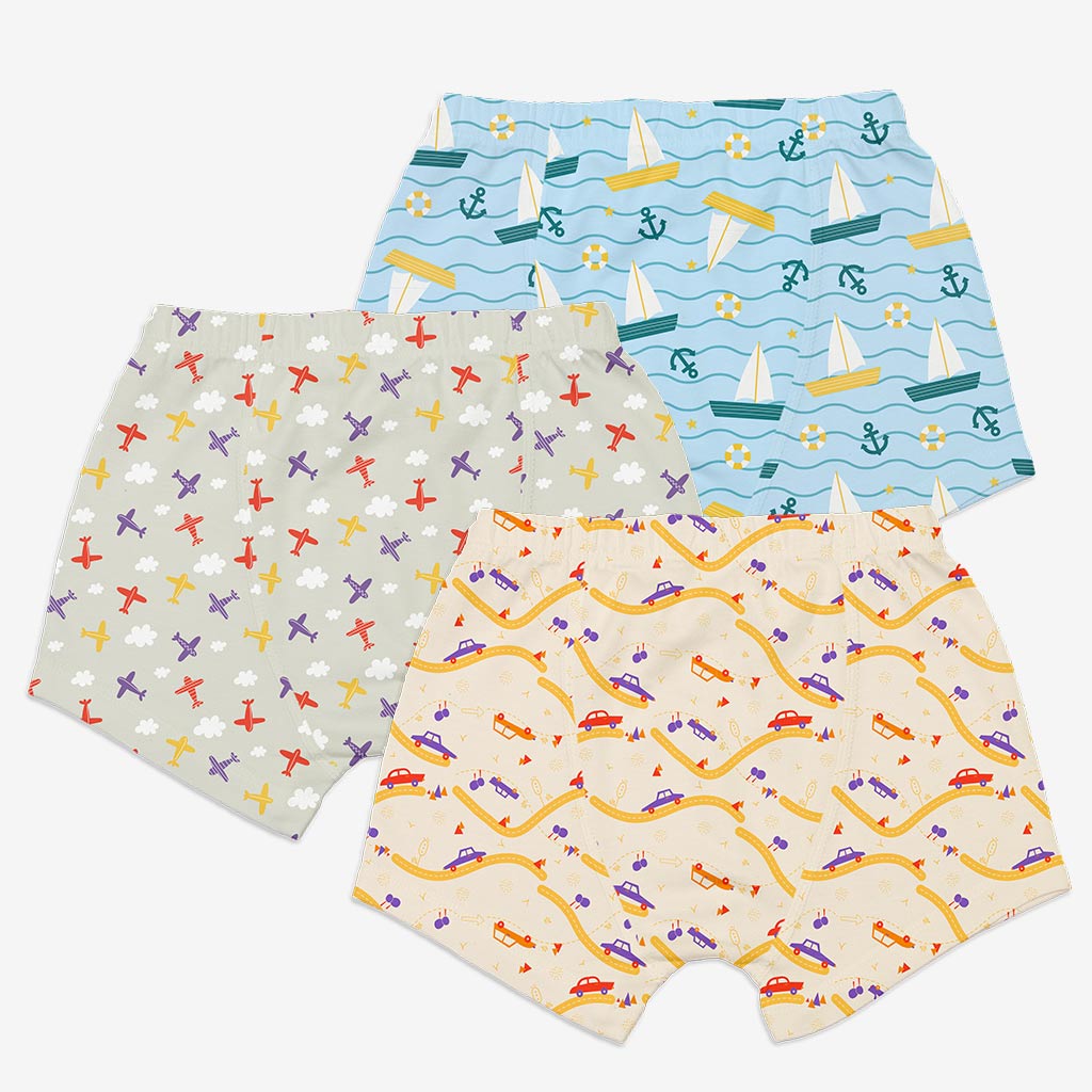 Choose Print and Size for Young Boy Trunks - Pack of 3
