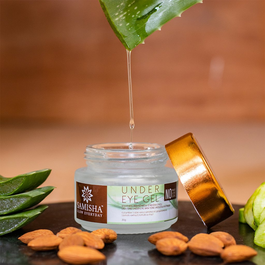 Samisha Organic Lip Lightening Scrub and Under Eye Gel For Dark Circles Treatment Combo Pack